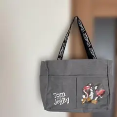 トムとジェリー トートバッグ グレー　撥水