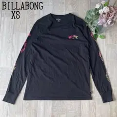 【ビラボンBILLABONG】両袖ロゴ　長袖カットソー　ロンT 袖ロゴ　黒XS