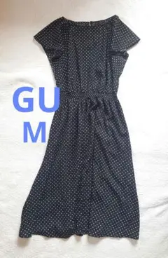 【GU】水玉ワンピース М 黒