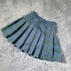 美品♡repipi armario チェック柄　プリーツスカート　グリーン系　S