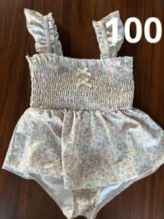 美品　テータテート　水着　【100】 フラワープリント 可愛い　ワンピース水着
