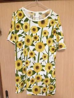 ひまわり柄 半袖チュニック