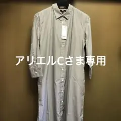 UNIQLOエクストラファインコットンストライプワンピース（七分袖）ブラウンL