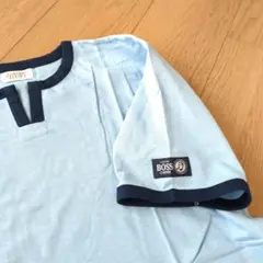 新品未使用　BOSS 水色 キーネック Tシャツ　サイズｌ 綿100%