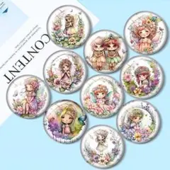 【10個セット】ガラスカボション 25mm 女の子 妖精 ハンドメイド