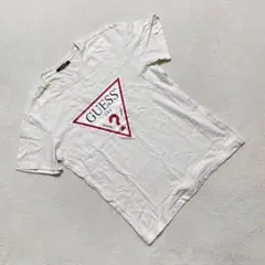 GUESS Tシャツ トライアングルロゴ プリント 白 半袖 Sサイズ シンプル