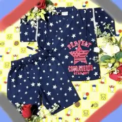 《超美品》バブチップ男の子ベビー甚平90㎝紺色星柄　祭り男児カッコいい
