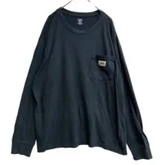 リー メンズ長袖シャツ ロンT 黒 M ポケット 無地 カットソー【5235】