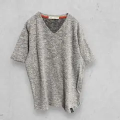 t1962【グロスター】VネックニットTシャツ　シンプル　グレー　メンズ