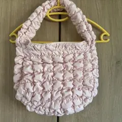 【美品】ピンク ギャザー加工 ハンドバッグ