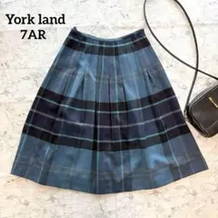 【Yorkland】ヨークランド チェック商会 チェック柄ウールフレアスカート