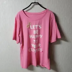 アンドラブ、ピンク メッセージプリント Tシャツ