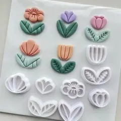 ポリマークレイ クレイカッター 型抜き 葉っぱ　花びら 8点セット