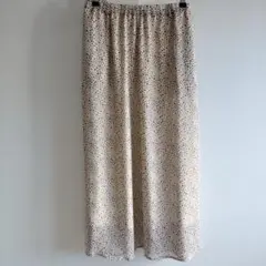 アイボリー ドット柄 ロングスカート Lサイズ