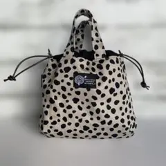 巾着バッグ ダルメシアン柄 グレー