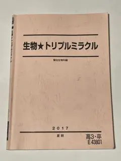 駿台生物　トリプルミラクル2024　夏期講習 駿台 生物☆トリプルミラクル 演習参考書 2024-2025 夏期講習