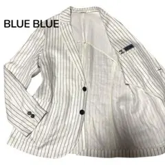 美品⭐︎BLUE BLUE テーラードジャケット　ストライプ　白　リネン　4