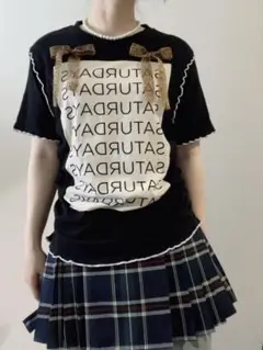 古着リメイクTシャツ　メロウ　リボンヒョウ柄