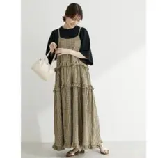 未使用 グリーンパークス カラーギンガムキャミワンピ チェック キャミワンピース