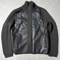 EMPORIO ARMANI PVCレザー切り替え ドライバーズニット S