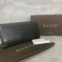 美品✨ GUCCI 折り財布 マイクロシマ GG柄 ロゴ 黒