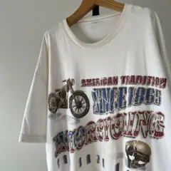 USA古着　motor cycling　Tシャツ　バイク　モーターサイクル　白