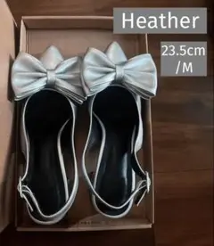 Heather シルバー リボン付きパンプス