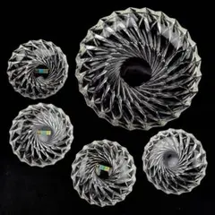 未使用 ◆ カガミクリスタル サンカット 切子 オードブル 取り分け皿 4枚
