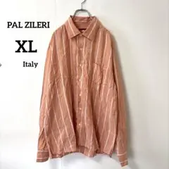 パルジレリ【XL】長袖ブラウス ストライプ 麻混 大きいサイズ イタリア製
