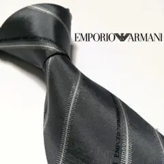 エンポリオアルマーニ ネクタイ ロゴグラム レジメンタル ストライプ 光沢感