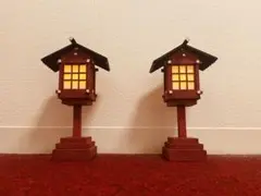和風ミニチュア灯籠《小豆》LED付 春日灯籠 ジオラマ 神具　日本庭園 装飾