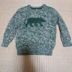 M&S クマ刺繍 緑セーター 2-3歳