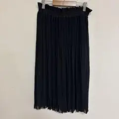 【訳あり】COMMECA ISM 黒色　プリーツスカート　膝丈　透け感あり