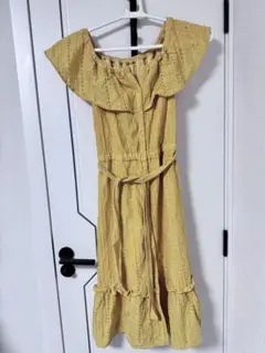 イエローフリルオフショルダー ワンピース