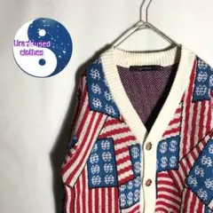 ★used★ USA国旗柄 ニットカーディガン