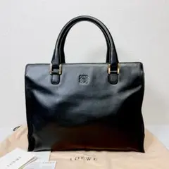 柔らかいレザーのハンドバッグ✨LOEWE ロエベ ハンドバッグ アナグラム 黒
