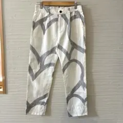 エボニーアイボリー★ハンドプリントテーパードパンツ　p2504