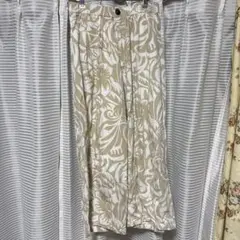 花柄 ベージュ ワイドパンツ