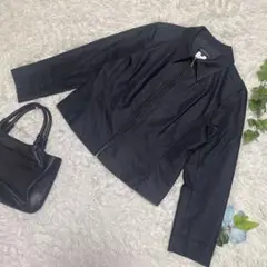 美品　インディヴィ　薄手ジャケット　ダークグレー　ジップアップ　46 3XL
