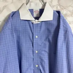 ブルックスブラザーズ　チェック柄クレリックシャツ　メイカーズ　ライトブルー　ＸＬ