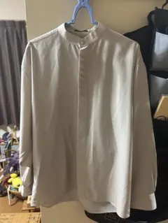 バンドカラー長袖シャツ ベージュ