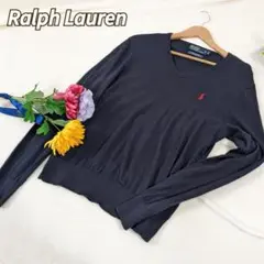 【ラルフローレン】ニット セーター Vネック ネイビー シルク カシミヤ