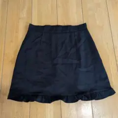 フリル裾ミニスカート　裏地はパンツ使用　黒