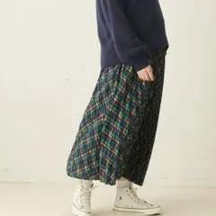 チェックアコーディオンプリーツスカート マタニティ