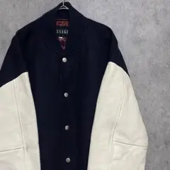 90s vintage スタジャン レザー レディース M 古着 刺繍 A4