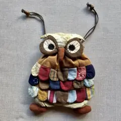 フクロウ パッチワーク巾着 ハンドメイド 和小物