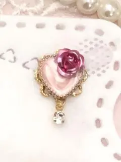 ピンク ローズ ハート マスク マグネット ピアス チャーム アクセサリー 飾り