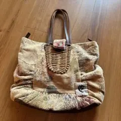 【美品】エバゴス　シェニール織り パイルデザイン　総柄　カゴバッグ　大容量 ebagosシェニール織り バーキン型 BROWN エバゴス | マドリガル