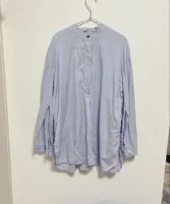 ベルスリーブ　バンドカラーシャツ　ライトブルー