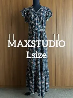 MAXSTUDIO マックススタジオ　花柄ネイビー　ジャージー　ワンピース